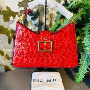 Brahmin Sriracha Red Embossed Crossbody Bag NWT